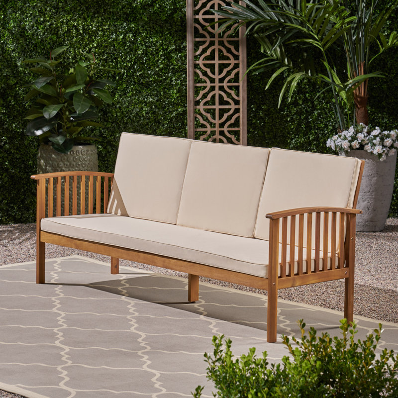 Cosimo Outdoor Sofa Patio Sofa with Cushions Acacia Wood Outdoor Patio Sofa Upholstered Sofa, Teak