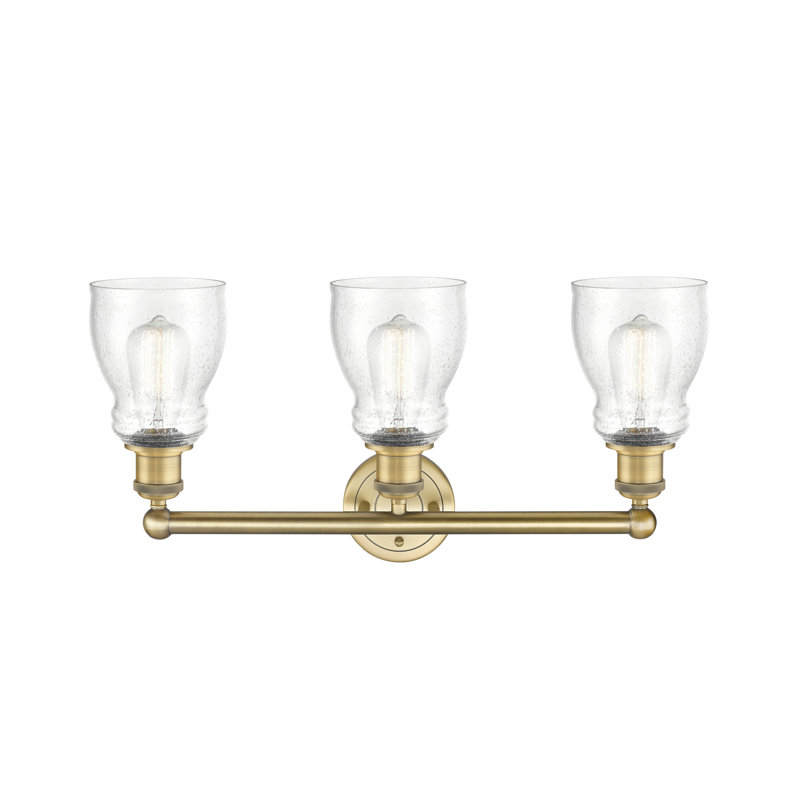 Éclairage pour meuble-lavabo à 3 lumières 22,75 po Mccarver, Granuleux, Laiton brossé