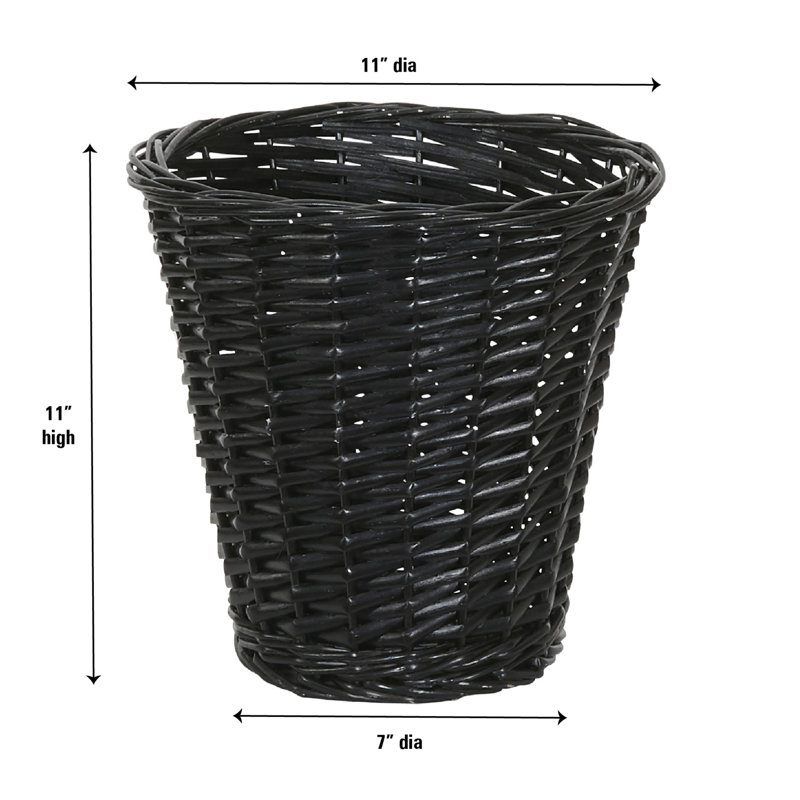 Corbeille pour déchets Willow Weave, Noir
