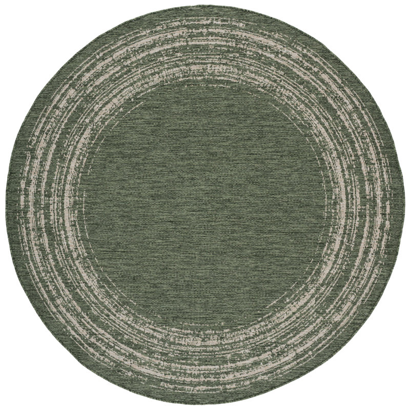 Beach House Power Loom Polypropylene Plastic; Polyester Damask; Floral Indoor / Outdoor Rug, 6'-7" x 6'-7" Round