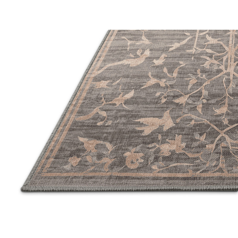 Machine Washable Gray Area Rug, Runner 2' x 4'