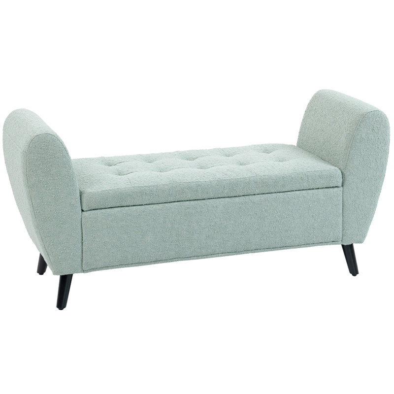Banc de rangement rembourré, banc de repose-pieds moderne avec accoudoirs, vert, Vert