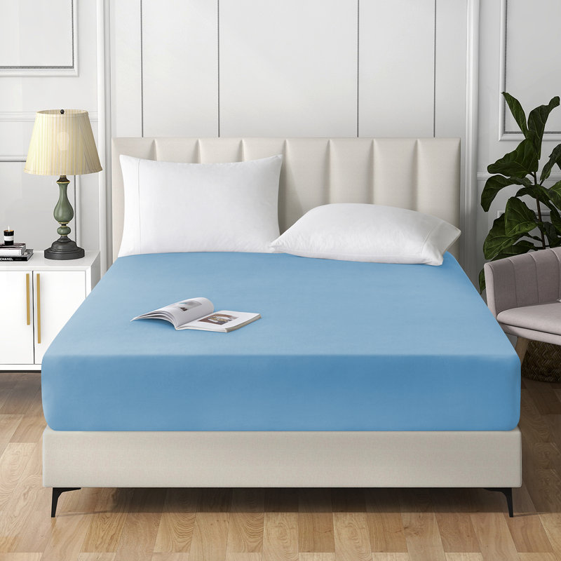 Extra Deep Pocket Microfiber Solid Fitted Sheet, King, Sky Blue