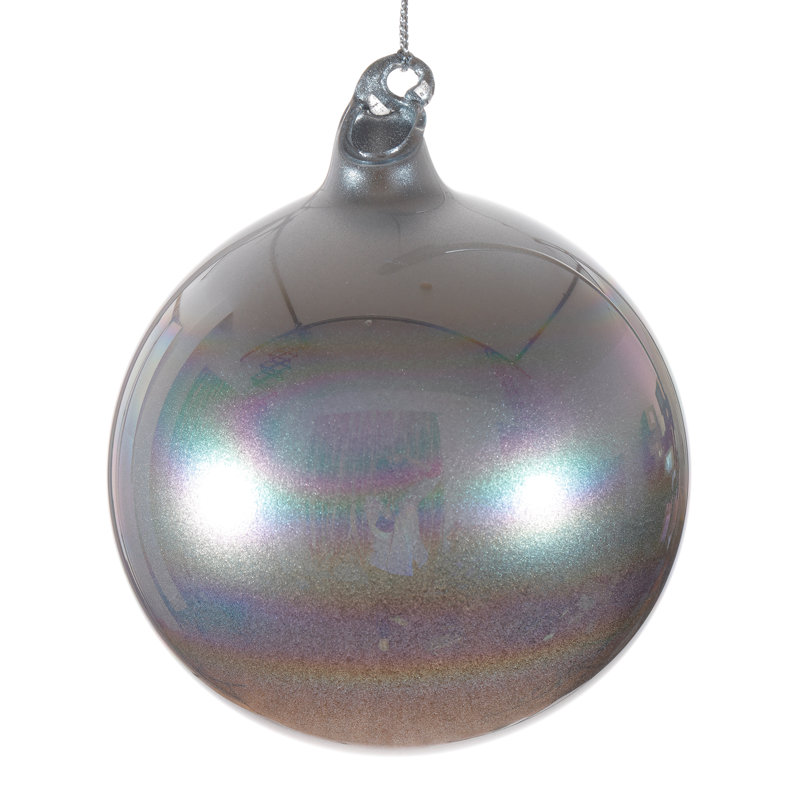 Ornement boule de verre, H 4,72 po x l 4,72 po x P 4,72 po, Argent