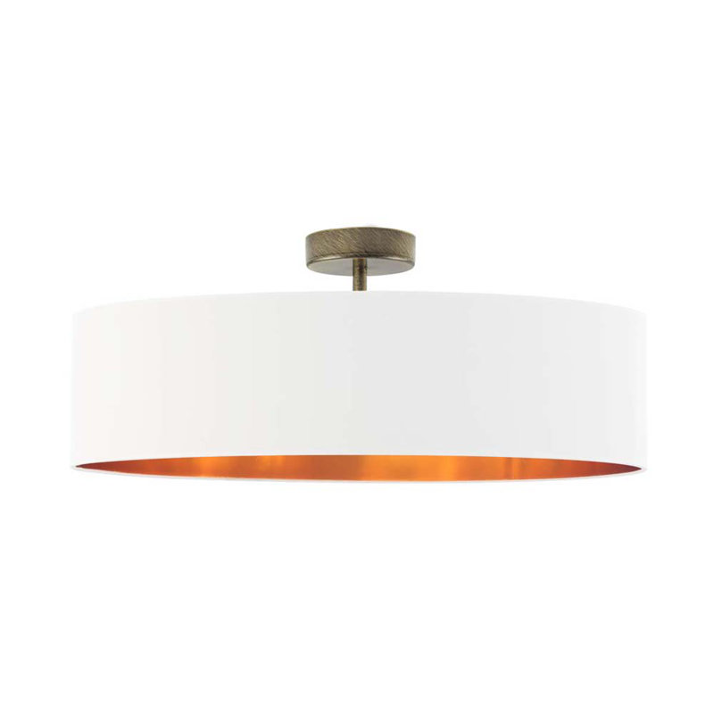 Sundquist Fabric Semi Flush Mount, Gold, White