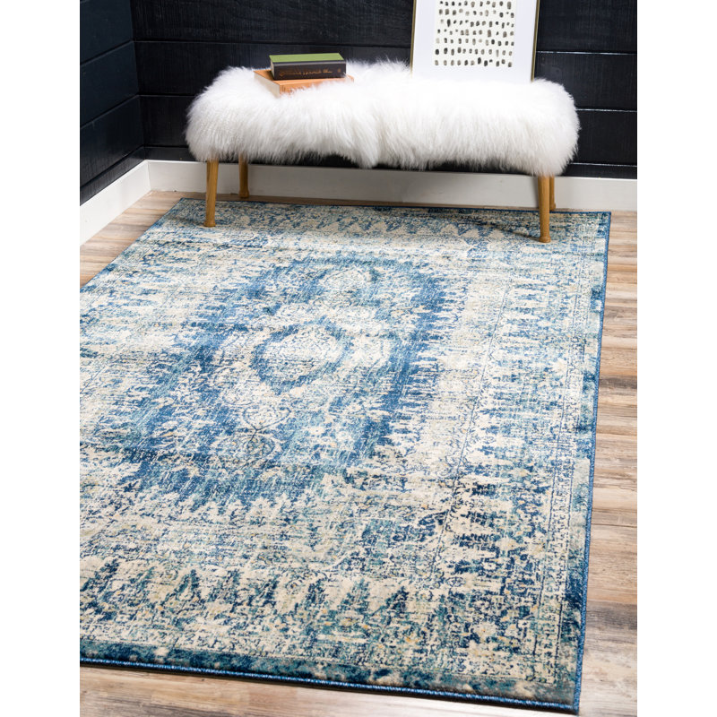 Tapis oriental bleu marine Wimpole, Rectangle 5 pi 1 po x 8 pi