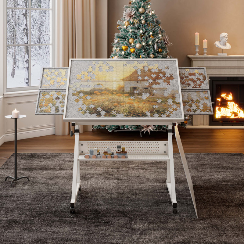 Tableau 1500 pièces en métal 1500 pièces pour 4 adultes avec 4 plateaux, Blanc