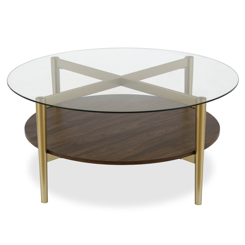 Four Leg Coffee Table with Storage, Walnut