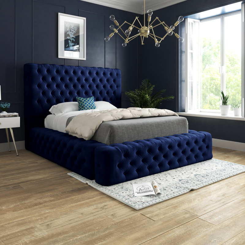 Upholstered Bed, Double (4'6), Blue