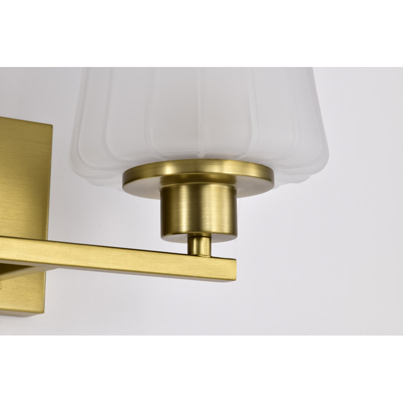 Sroka - Vanity - Etched Glass, Vintage Brass, 16" Width, 2 Lights
