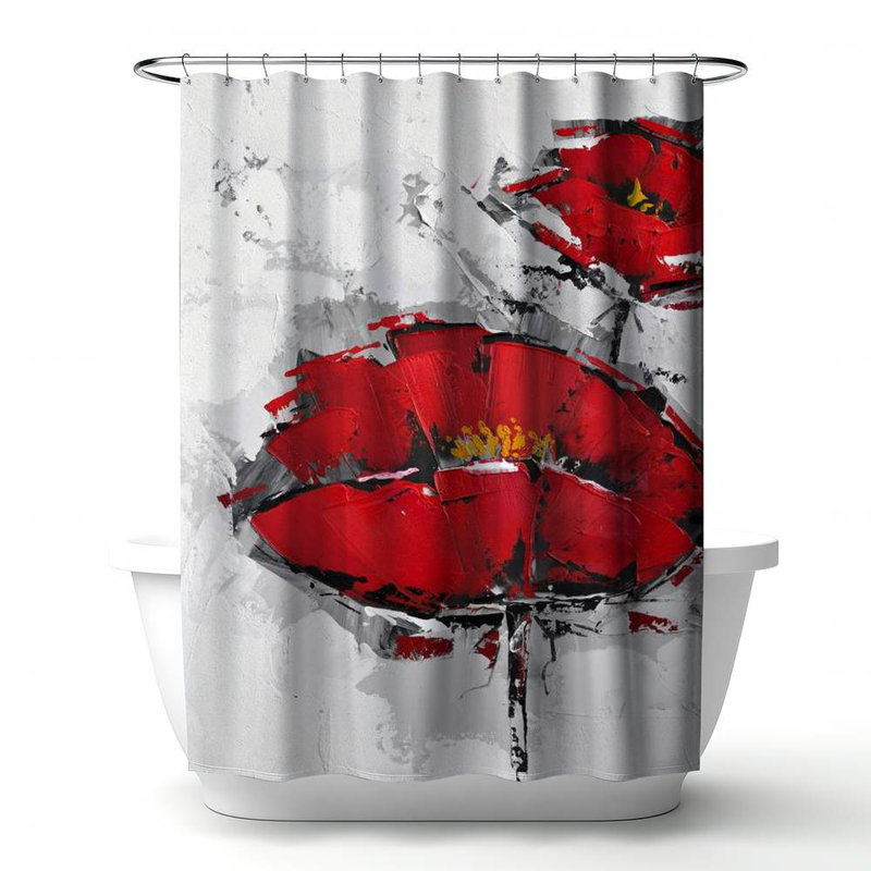 Floral – Polyester Shower Curtain, Dye Sublimation Print, 71" W × 74" L
