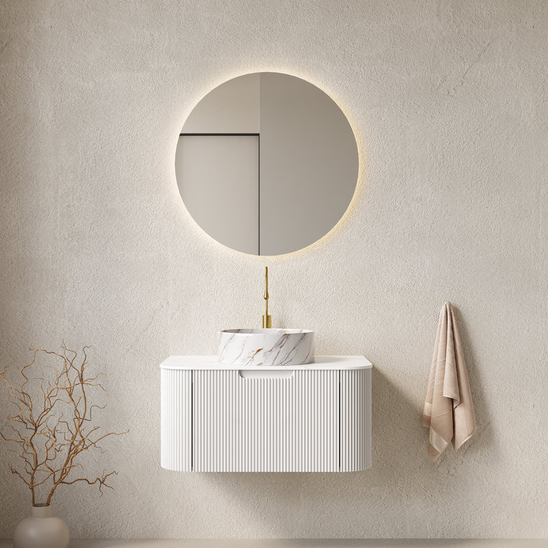 Meuble-lavabo moderne 30 po avec comptoir rond en céramique Callen