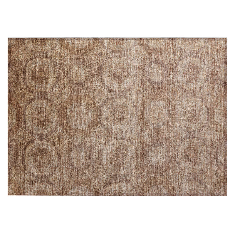 Machine Washable Indoor/Outdoor Xhevrie Copper Rug, Rectangle 1'8" x 2'6"