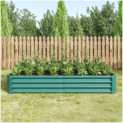 Lit de jardin surélevé pour l'extérieur, 6 x 3 x 1 pi, pots de fleurs rectangulaires surélevés en métal pour plantes, légumes et fleurs - Vert