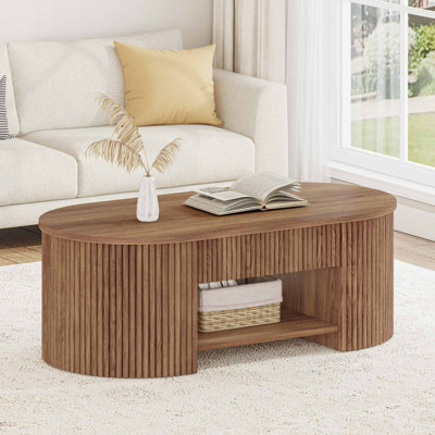 Guinna Mid-Century Oval Coffee Table