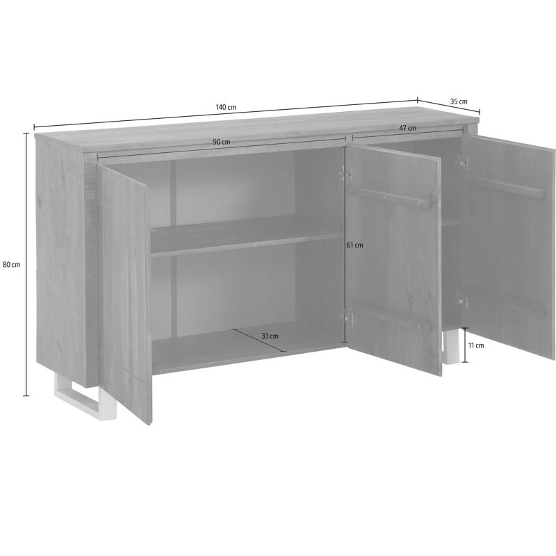 Clintonpark 140cm Solid Wood Sideboard
