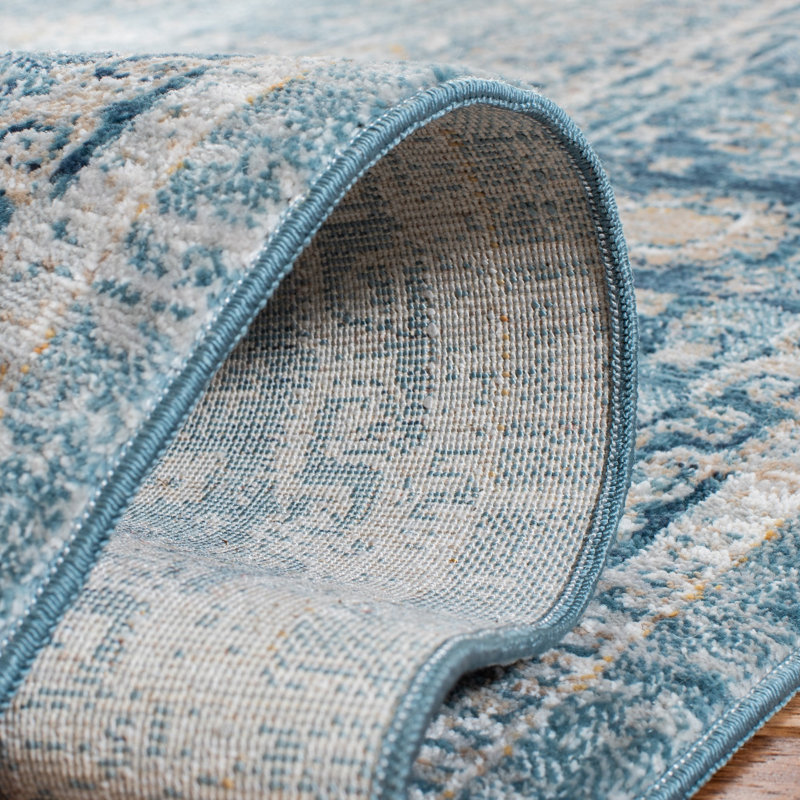 Tapis bleu / ivoire Rumsey, Rectangle de 10 pi x 14 pi