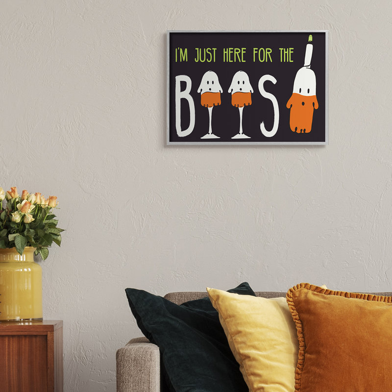 «Here For The Boos», phrase d'Halloween fantôme, H 16 po x l 20 po, Estampe numérique Farmhouse