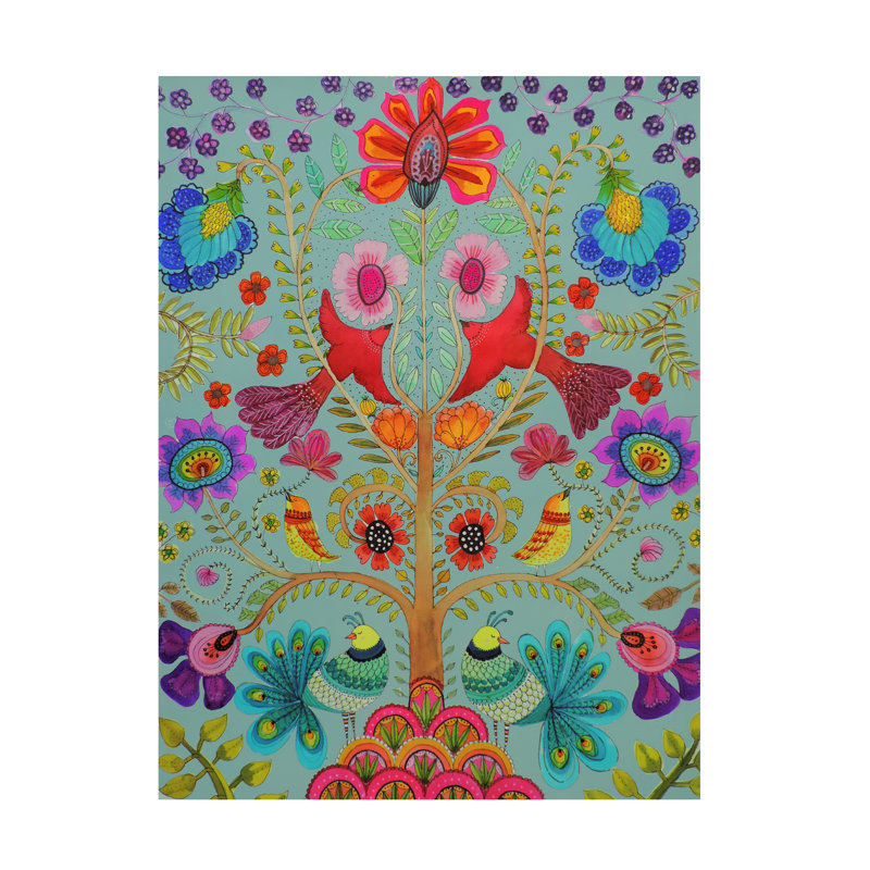 «Kalamkari Couleur» par Sylvie Demers, H 47 po x l 35 po x P 2 po