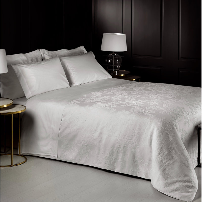 Ebern Designs Shetler Cotton Floral Duvet Cover Set with Pillowcases, Double Duvet Cover + 2 Standard Pillowcases, Ivory