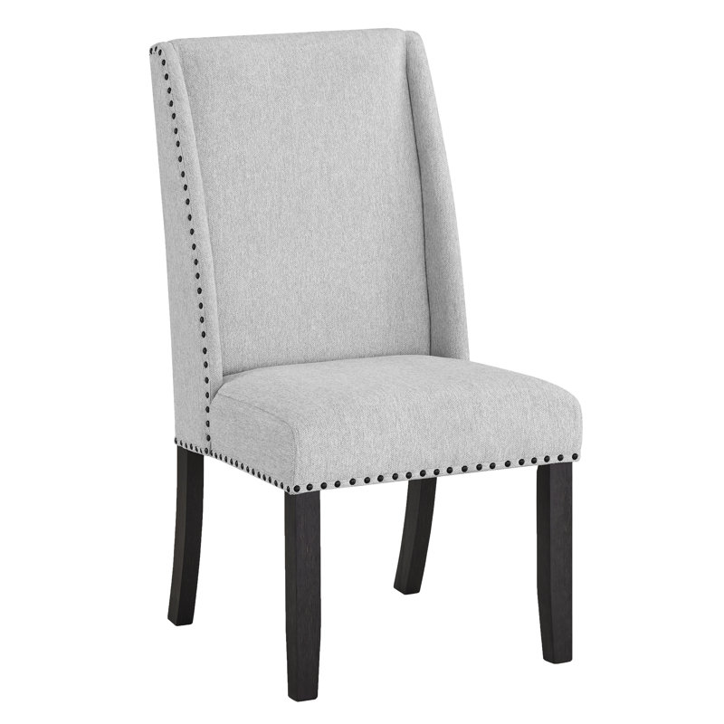 Yanis Modern Elegance Dining Chairs with Nailhead Trim, Set of 2 - Light Gray