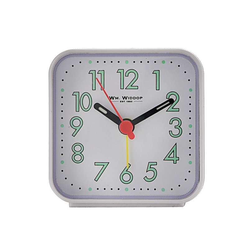 Analogue Quartz Movement / Crystal Alarm Tabletop Clock in White