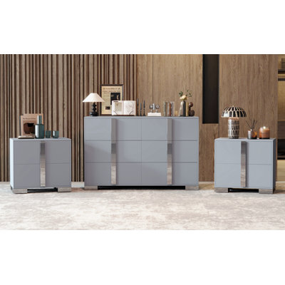 3-Pieces Set, 6-Drawer Dresser And Two Nightstands For Bedroom And Living Room by Home Enter Hub