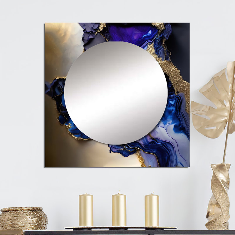 Mirjami - Art mural miroir carré abstrait en marbre pour salle de bain, 23 po x 23 po