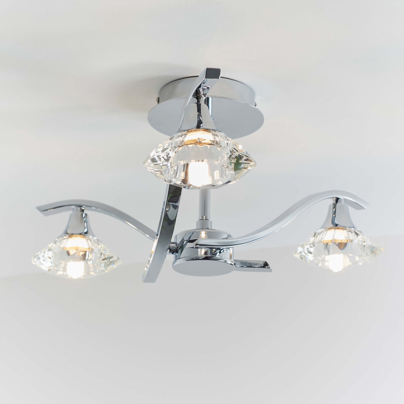 Danica Glass Semi Flush Mount, Chrome