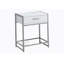 Table de bout, table de bout, table de bout, table de chevet, tiroir de rangement, stratifié blanc, métal gris, contemporain, moderne