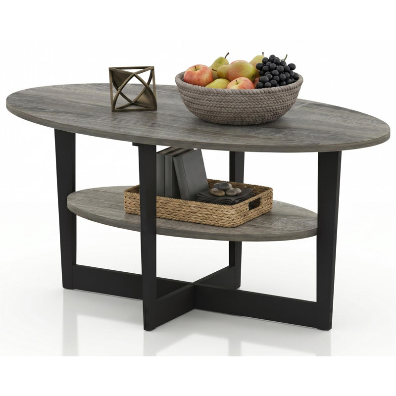  Table basse de salon JAYA, H 16,49 po x l 35,43 po x P 19,69 po, Chêne français / noir / ne s'applique pas