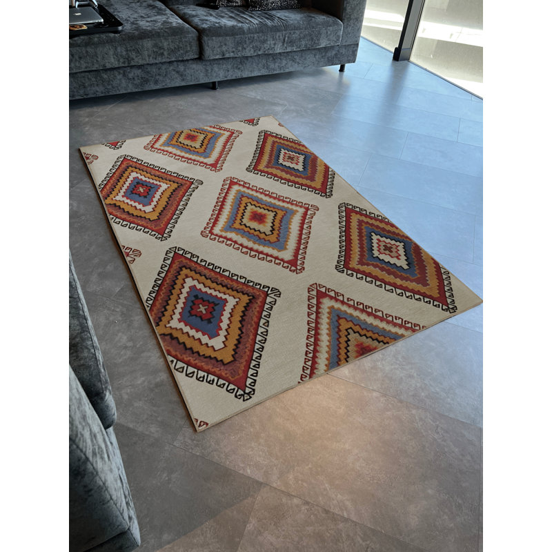 Tapis décoratif multicolore à motif géométrique rectangulaire Mira, Tapis de couloir 3 pi 9,81 po x 9 pi 10,11 po