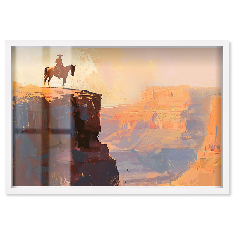 «Canyon View Landscape Art Shadowbox» par Art Remedy, H 21 po x l 31 po, Blanc