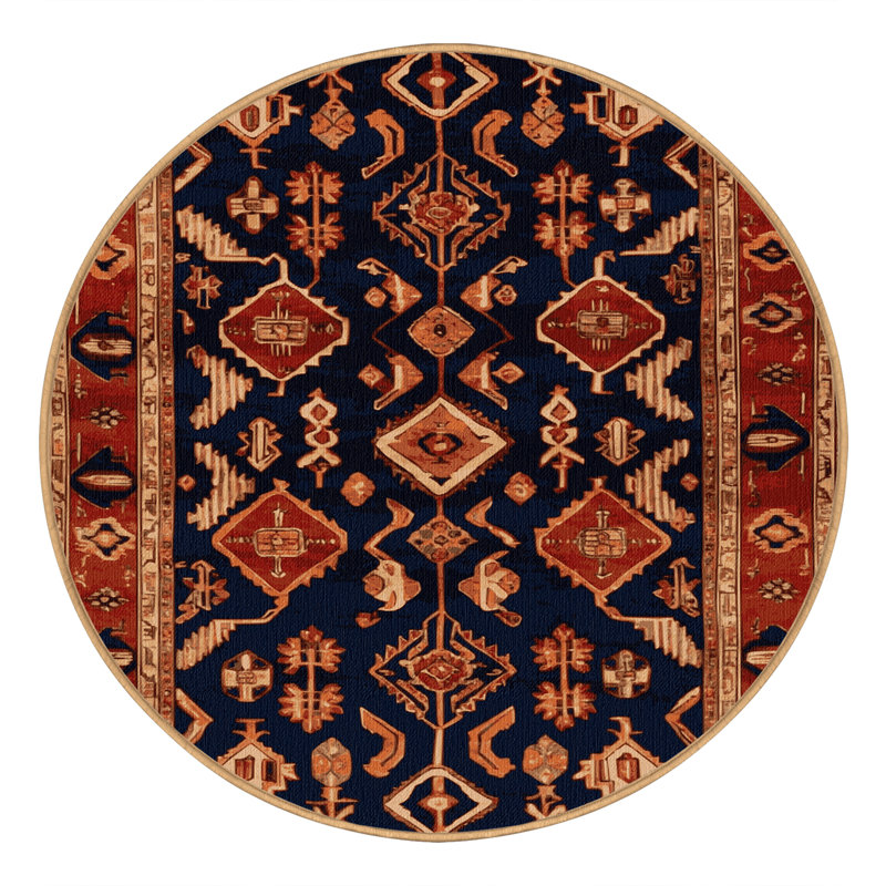 Tapis brun lavable à la machine, Rond 8 pi