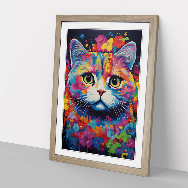Cat Informel - Framed Print, Oak Framed, 64cm H x 46cm W x 2cm D