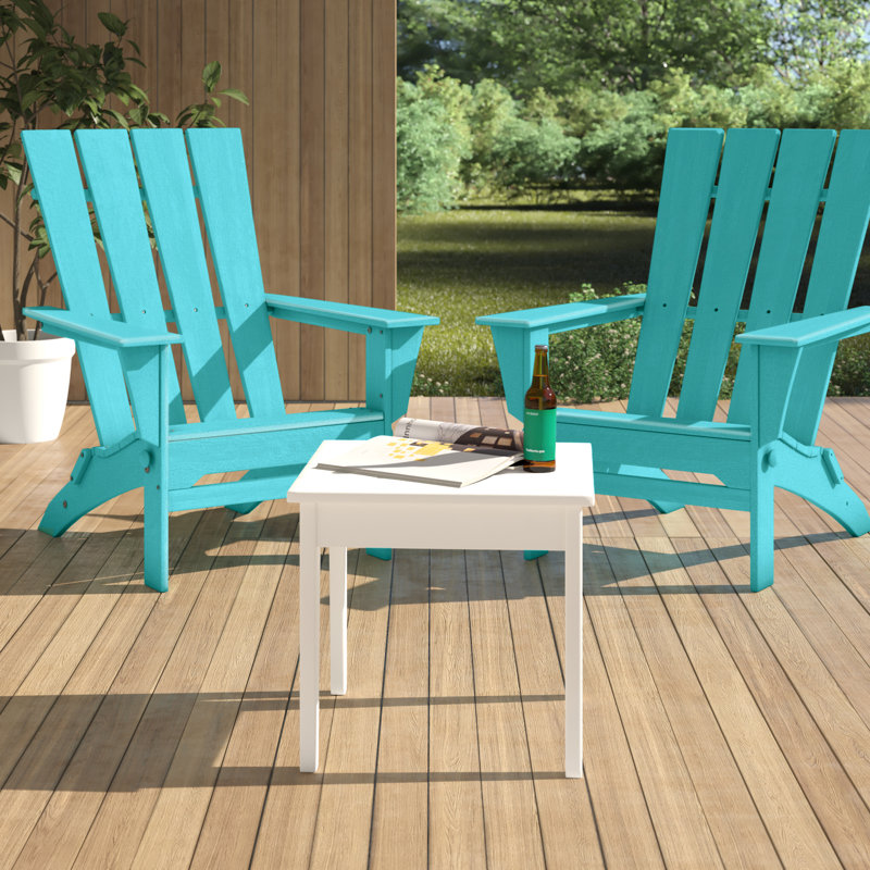 POLYWOOD Quattro Folding Chair 3-Piece Adirondack Set, White/Aruba
