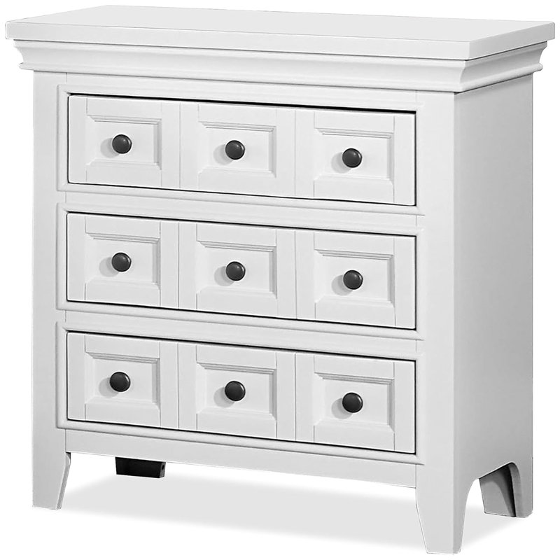 Table de chevet 3 boutons, Blanc