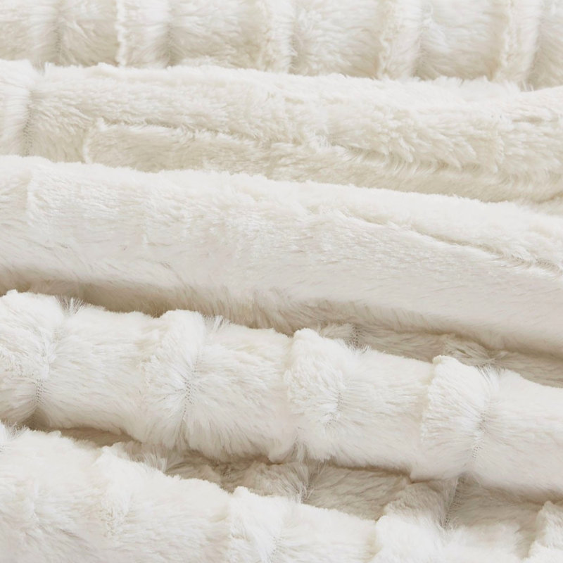 Édredon en duvet synthétique à damier pour lit double confortable, Édredon pour lit double et 2 pièces supplémenta, Blanc