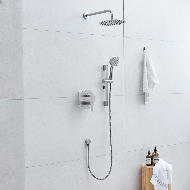 5-Spray Handheld Shower Faucet - 10-Inch Matte Black Wall Mounted With Slide Bar For Bathroom And