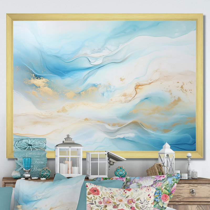 «Liquid Sky Charm Echoes I», reproduction sur toile, Cadre doré simple, H 24 po x l 32 po x P 1 po