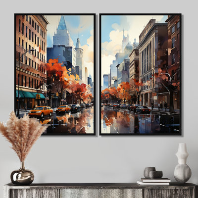 Autumn New York City Breeze - Orange Art Prints On Canvas