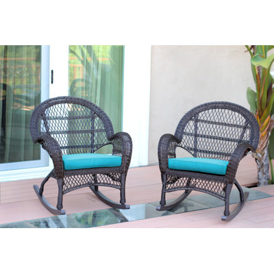 Chaise berçante en osier avec coussins Berchmans