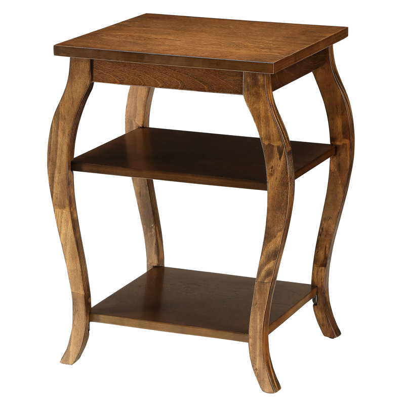 Table de bout en noyer à 2 tablettes pour un salon polyvalent dans un espace fonctionnel