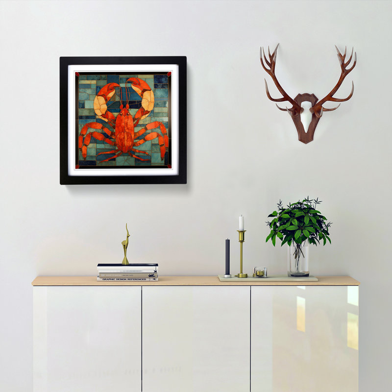 Lobster Art Deco - Framed Print, Black