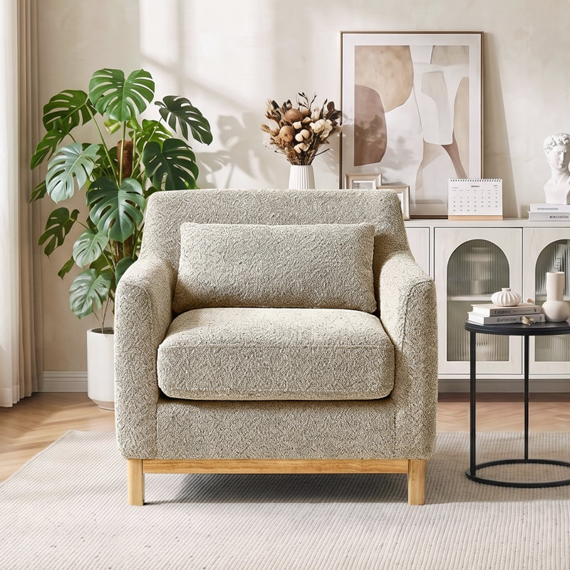 Fauteuil 31,5 po Jazmere, Bouclette chameau, Naturel