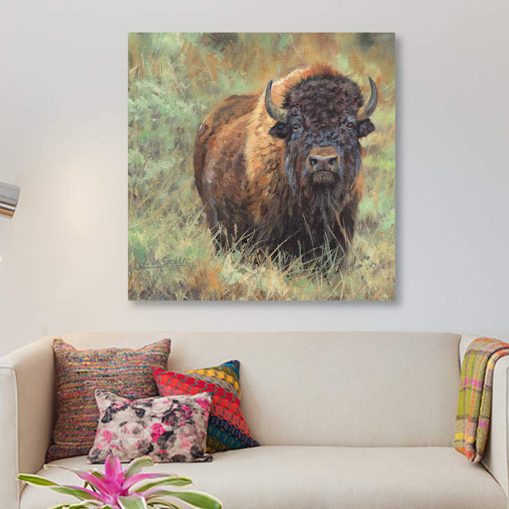 «Bison II», impression sur toile, H 12 po x l 12 po x P 0,75 po, Toile tendue, Pas de tapis