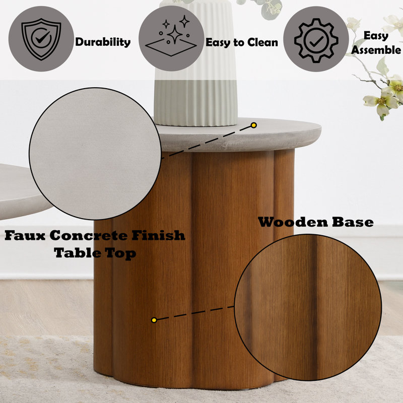 Chumenti End Table with Faux Concrete Top