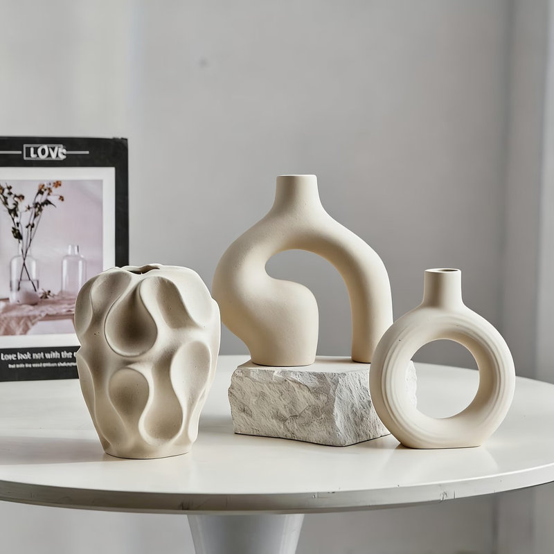 Ensemble de vases en céramique 3 pièces - Vases décoratifs de style campagnard bohémien