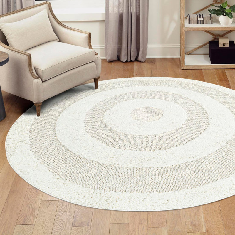 Reike Geometric Indoor Rug, Round 7'10"