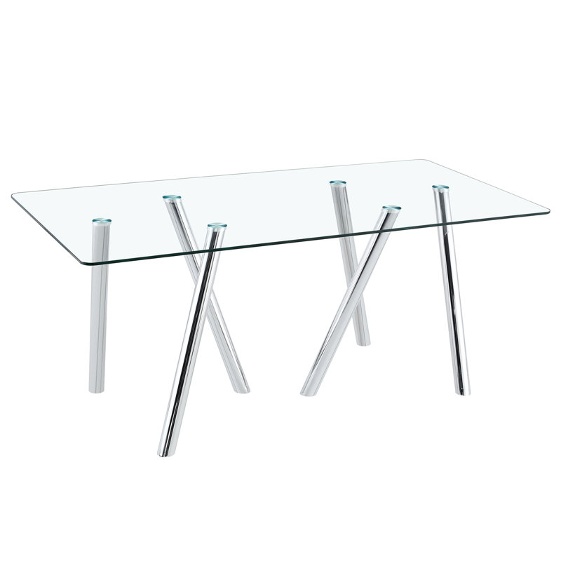 table de salle à manger, H 30 po x l 71 po x P 35,4 po, Argent, Métal métal